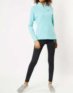 Discount Odlo Pull polaire technique col zippé Roy vert/bleu