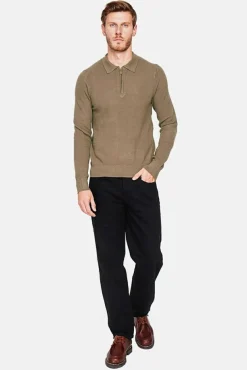 Sale C&Jo Pull polo demi zippé kaki