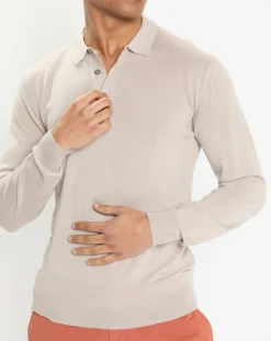 Best Hackett London Pull polo en Laine & Soie beige