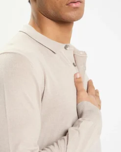 Best Hackett London Pull polo en Laine & Soie beige