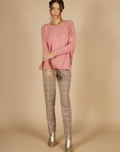 Cashmere Tribu Pull poncho 100% Cachemire Alizée col rond bois de rose