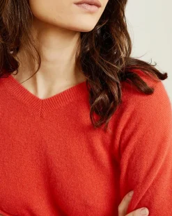 Best Miss Cashmere Pull poncho 100% Cachemire Axelle Col V corail