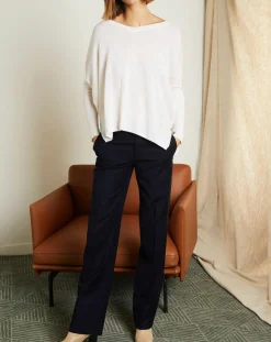 Sale Miss Cashmere Pull poncho 100% Cachemire Axelle Col V écru