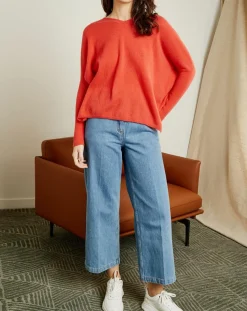 Best Miss Cashmere Pull poncho 100% Cachemire col V Chloé à bande cocktail/bleu marine