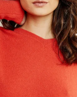 Best Miss Cashmere Pull poncho 100% Cachemire col V Chloé à bande cocktail/bleu marine