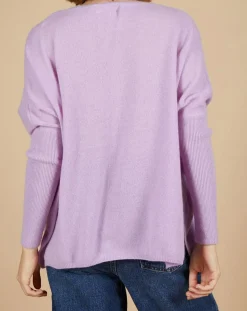 Femme Cashmere Tribu Pull poncho 100% Cachemire Emma col V glycine