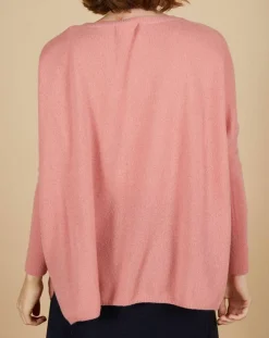 New Cashmere Tribu Pull poncho 100% Cachemire Emma col V bois de rose
