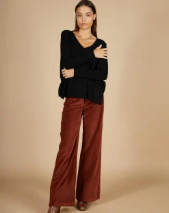 Hot Cashmere Tribu Pull poncho 100% Cachemire Emma col V noir