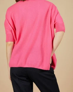 Hot Cashmere Tribu Pull poncho 100% Cachemire Kelly col V manches courtes tulipe