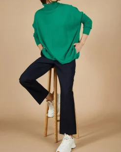 New Cashmere Tribu Pull poncho 100% Cachemire Lola col roulé vert impérial