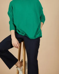 New Cashmere Tribu Pull poncho 100% Cachemire Lola col roulé vert impérial