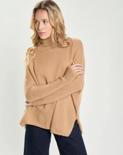 Cashmere Tribu Pull Poncho 100% Cachemire Lola camel