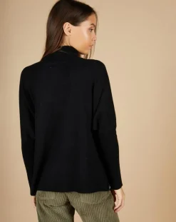 Clearance Cashmere Tribu Pull poncho 100% Cachemire Lola col roulé noir