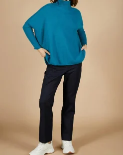 Femme Cashmere Tribu Pull poncho 100% Cachemire Lola col roulé agami