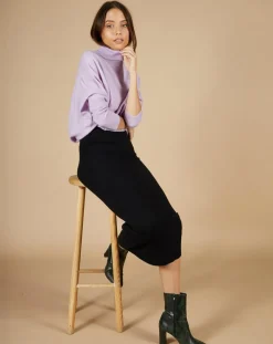 Femme Cashmere Tribu Pull poncho 100% Cachemire Lola col roulé lilas