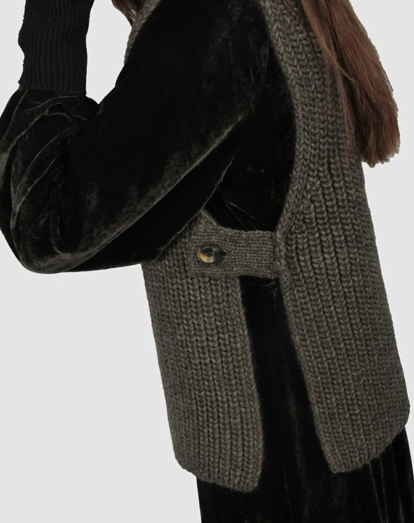 Online Lauren Vidal Pull poncho en Alpaga mélangé Billie seigle