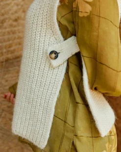 Femme Lauren Vidal Pull poncho en Alpaga mélangé Billie écru