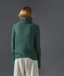 New Rodier Pull Poppy en Laine mélangée col roulé amovible vert de gris