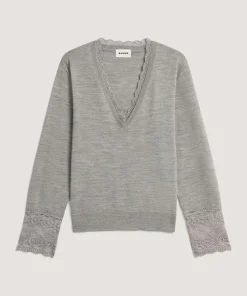 Clearance Rodier Pull Rose 100% Laine gris foncé