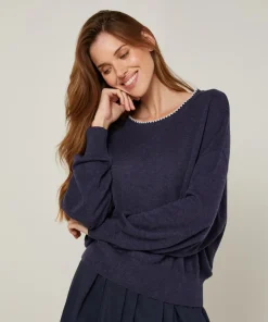 Femme Rodier Pull Roxane 100% Laine mélangée bleu denim