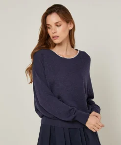 Femme Rodier Pull Roxane 100% Laine mélangée bleu denim