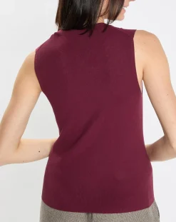 Femme Marc O'Polo Pull sans manches côtelé rouge foncé