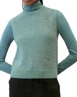 Femme Marc O'Polo Pull sans manches en Laine & Alpaga mélangés vert