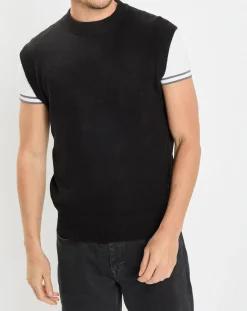 Clearance Marc O'Polo Pull sans manches en Laine & Coton noir