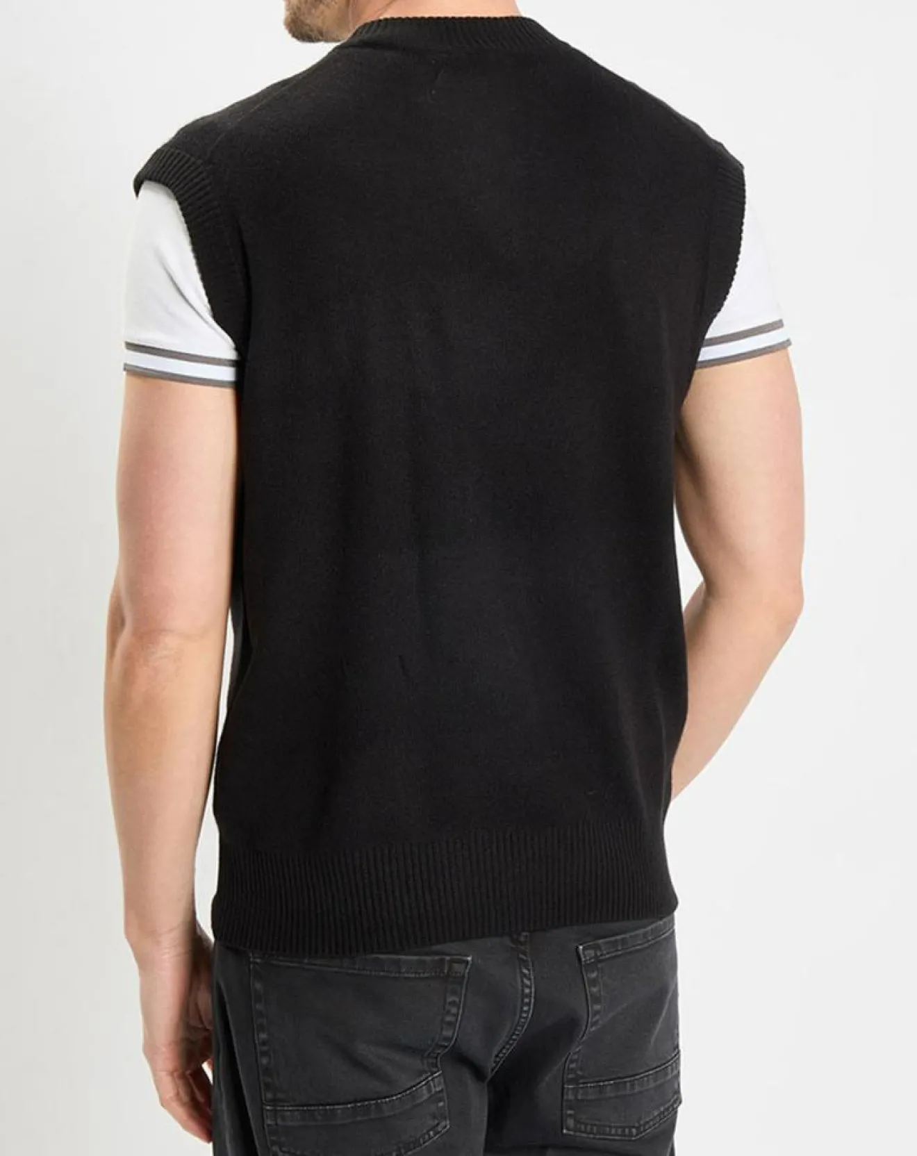 Clearance Marc O'Polo Pull sans manches en Laine & Coton noir