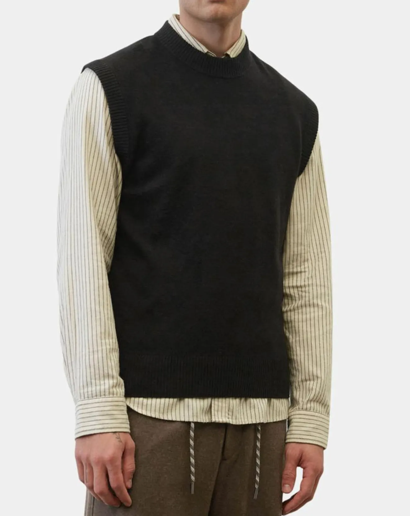 Clearance Marc O'Polo Pull sans manches en Laine & Coton noir