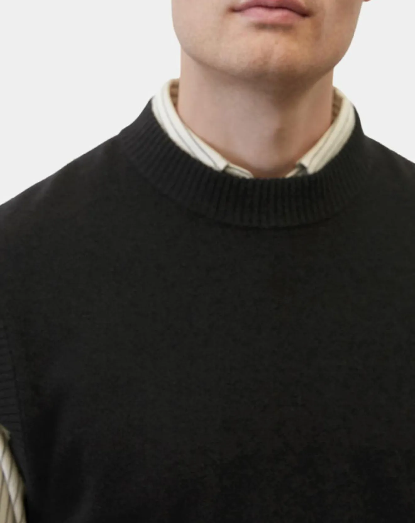 Clearance Marc O'Polo Pull sans manches en Laine & Coton noir