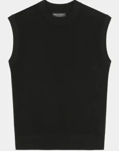 Clearance Marc O'Polo Pull sans manches en Laine & Coton noir
