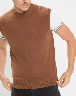 Sale Marc O'Polo Pull sans manches en Laine & Coton marron