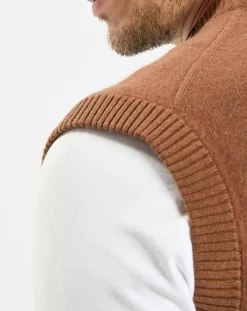 Sale Marc O'Polo Pull sans manches en Laine & Coton marron