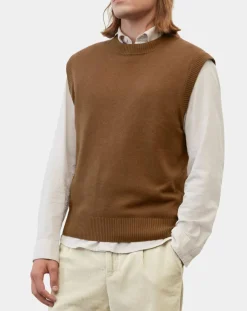 Sale Marc O'Polo Pull sans manches en Laine & Coton marron