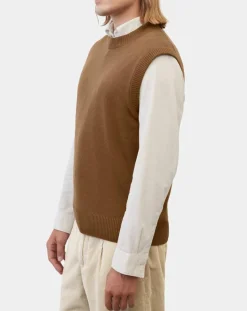 Sale Marc O'Polo Pull sans manches en Laine & Coton marron