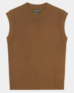 Sale Marc O'Polo Pull sans manches en Laine & Coton marron