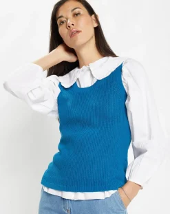 Sale Galeries Lafayette Pull sans manches en Maille mélangée Fido bleu moyen
