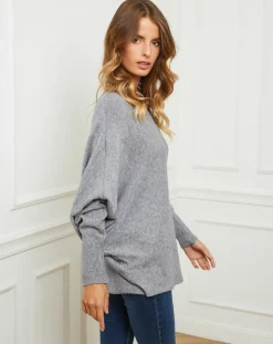 Outlet Fleur de cachemire Pull Sarah gris