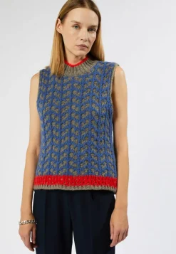 Femme Rodier Pull Suzette en Alpaga mélangé sans manches colore bleu outremer