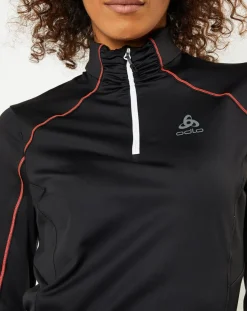 Femme Odlo Pull technique zip Sengg noir/blanc/rose