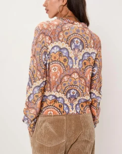 Outlet Manoush Pull Torsade imprimé violet/multicolore