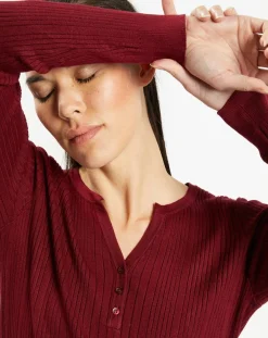 Clearance Galeries Lafayette Pull tunisien en Maille côtelée Fya bordeaux