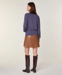 Femme Rodier Pull Véra 100% laine col bicolore violet