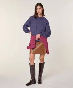 Femme Rodier Pull Véra 100% laine col bicolore violet