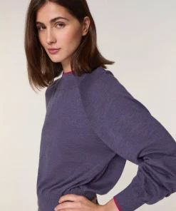 Femme Rodier Pull Véra 100% laine col bicolore violet