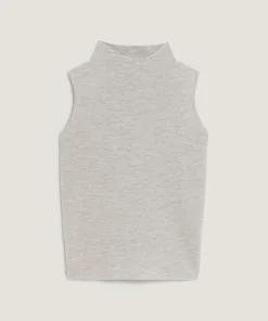 Femme Rodier Pull Yvonne 100% laine sans manches col montant gris clair