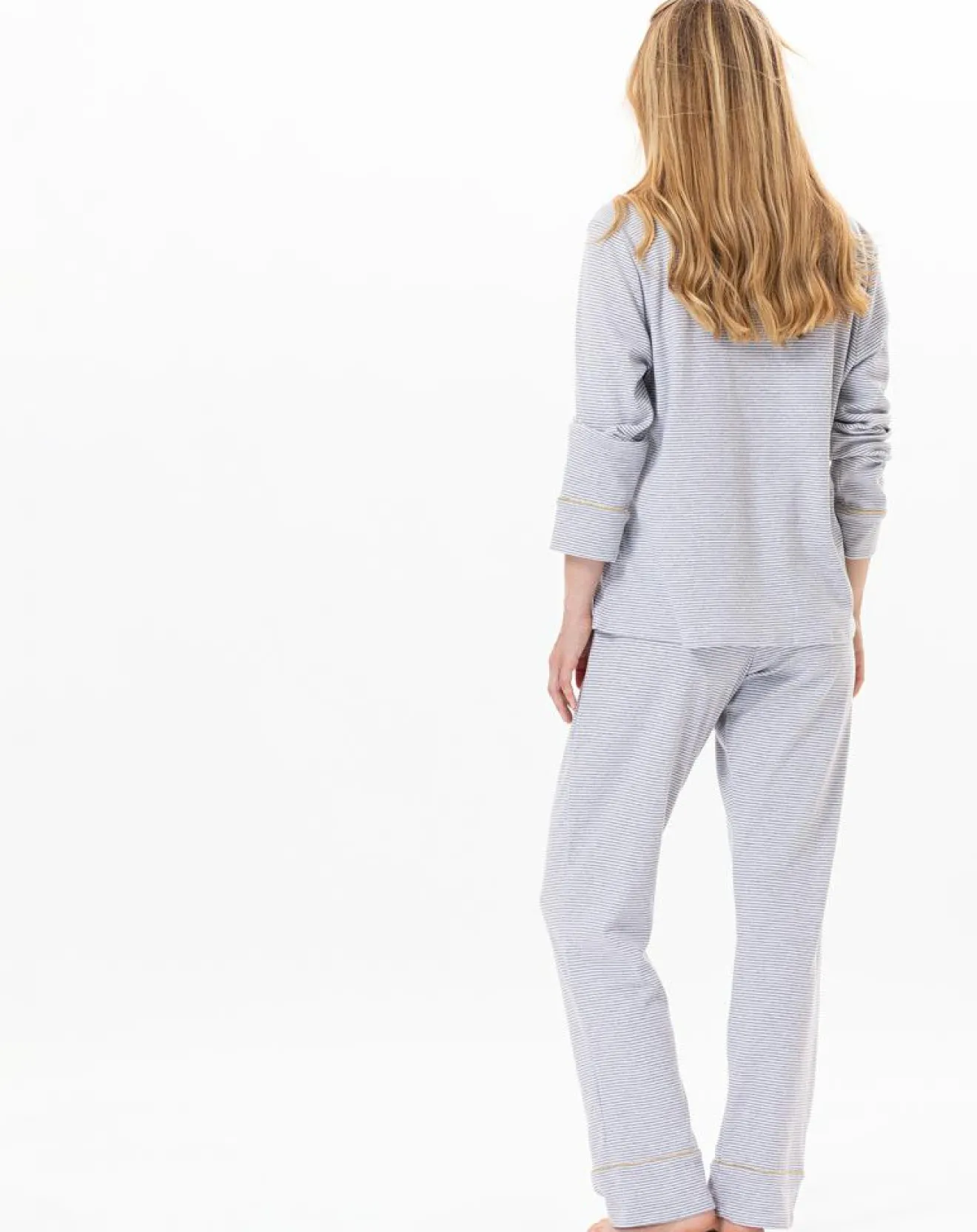 Femme Le Chat Pyjama Garance gris chiné/blanc