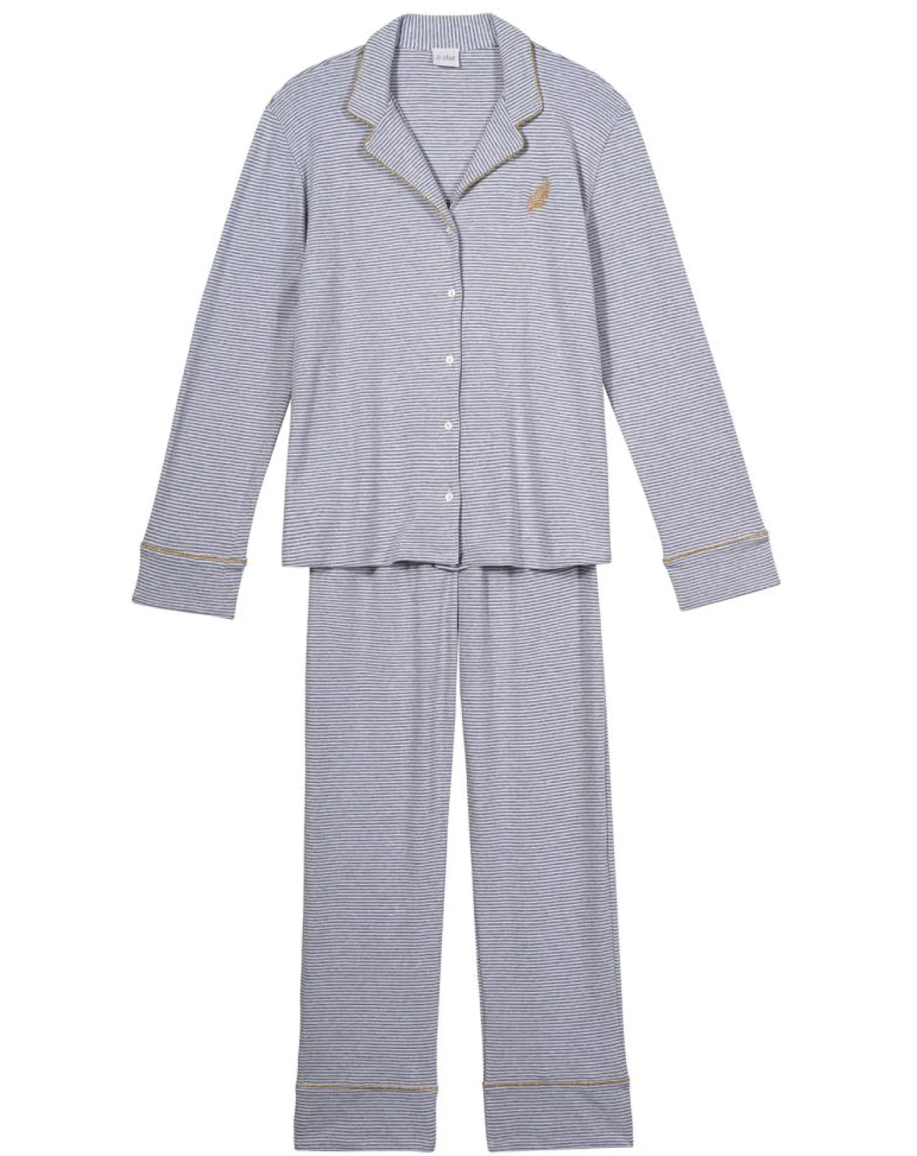 Femme Le Chat Pyjama Garance gris chiné/blanc