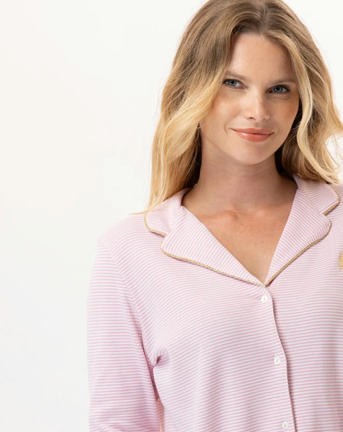 Femme Le Chat Pyjama Garance rose/blanc